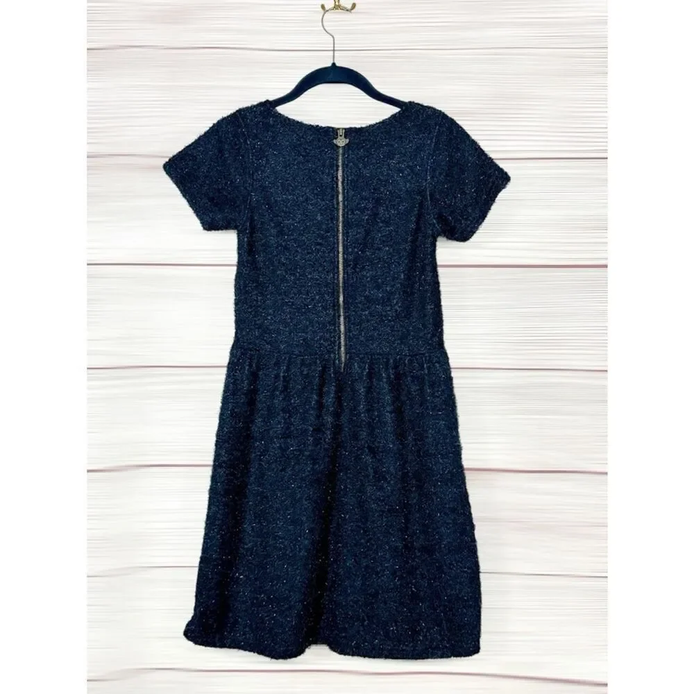 Appaman Girl's Kelsey Dress Navy Eyelash Knit Sparkly Textured Party Size 14